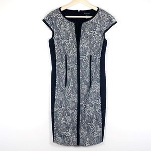 Etcetera Black Paisley Jacquard Sheath Dress